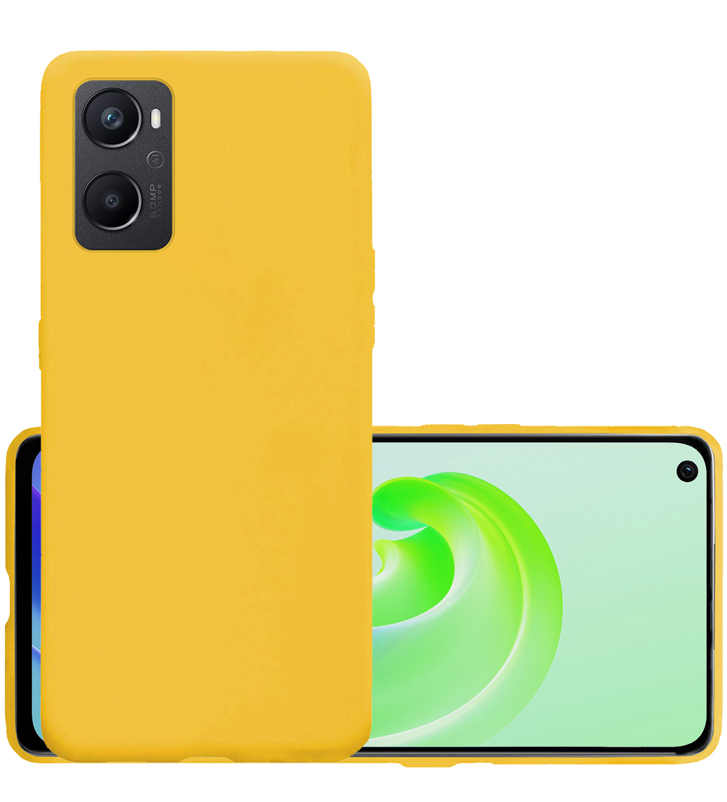 NoXx Hoes Geschikt voor OPPO A96 Hoesje Cover Siliconen Back Case Hoes - Geel