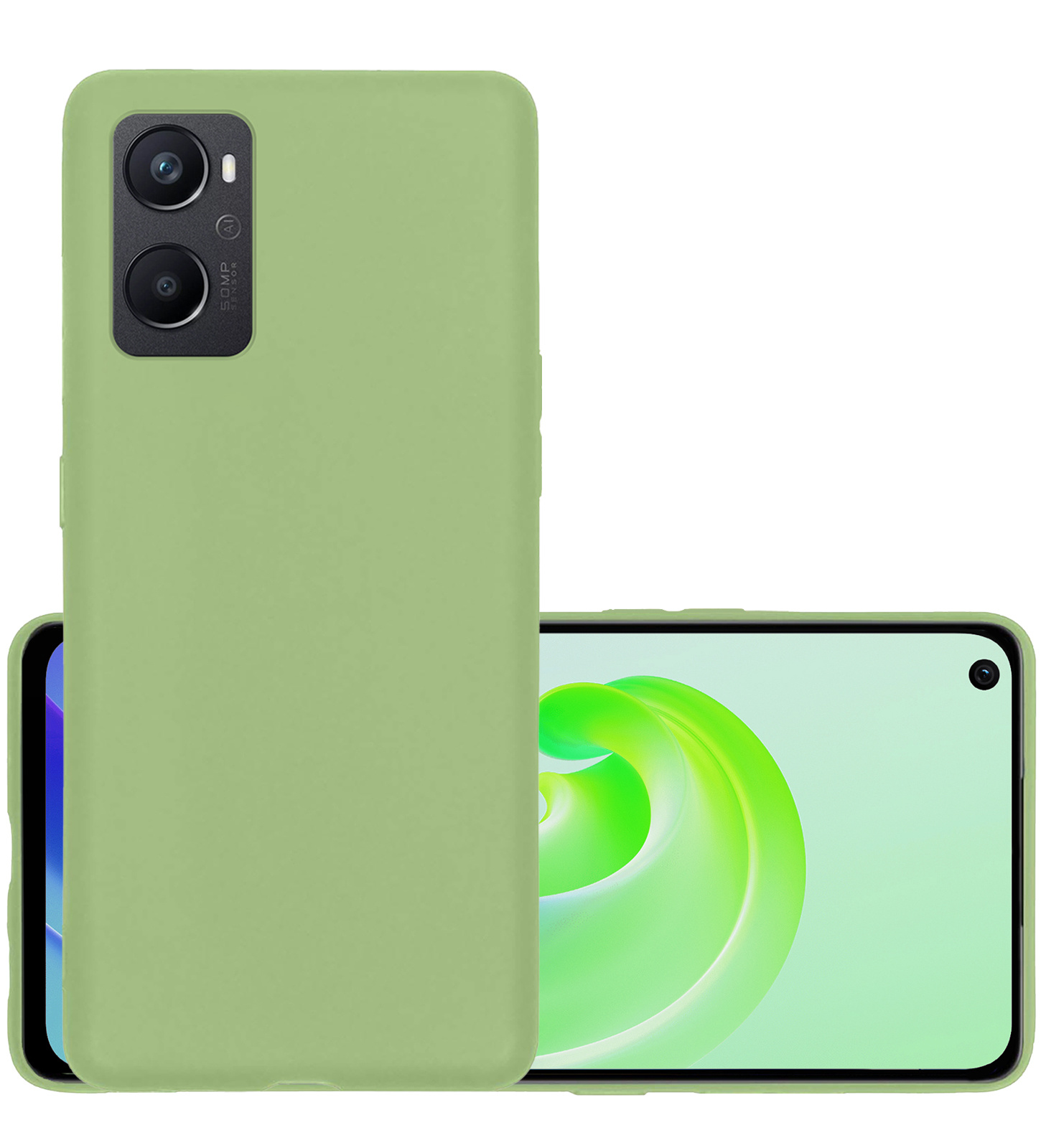 NoXx Hoes Geschikt voor OPPO A96 Hoesje Cover Siliconen Back Case Hoes - Groen