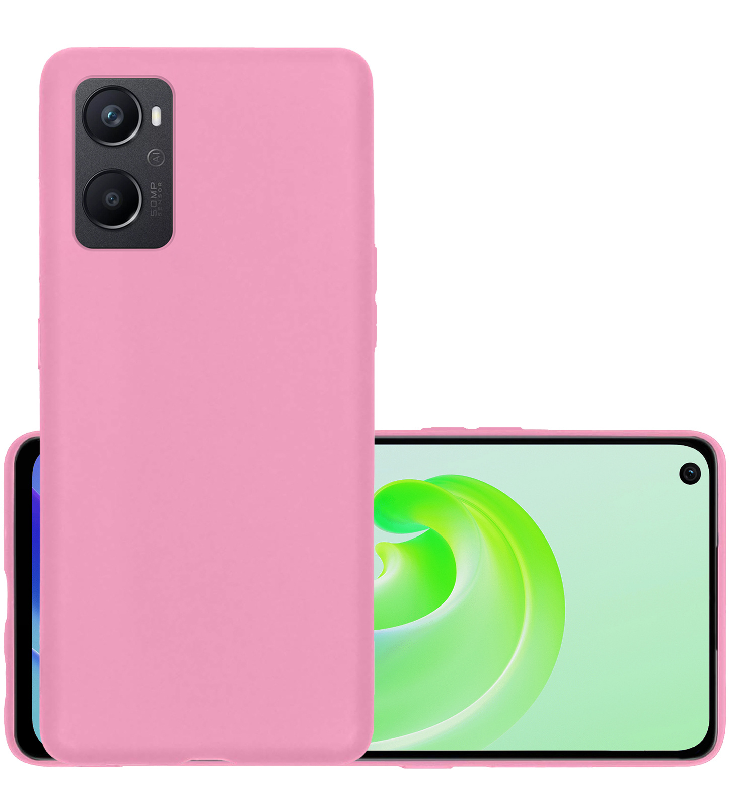 NoXx Hoes Geschikt voor OPPO A96 Hoesje Cover Siliconen Back Case Hoes - Lichtroze