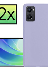 NoXx Hoes Geschikt voor OPPO A96 Hoesje Cover Siliconen Back Case Hoes - Lila - 2x