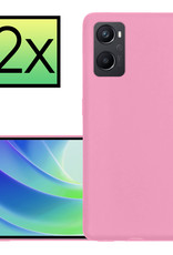 NoXx OPPO A96 Hoesje Back Cover Siliconen Case Hoes - Licht Roze - 2x