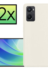 NoXx Hoes Geschikt voor OPPO A96 Hoesje Cover Siliconen Back Case Hoes - Wit - 2x