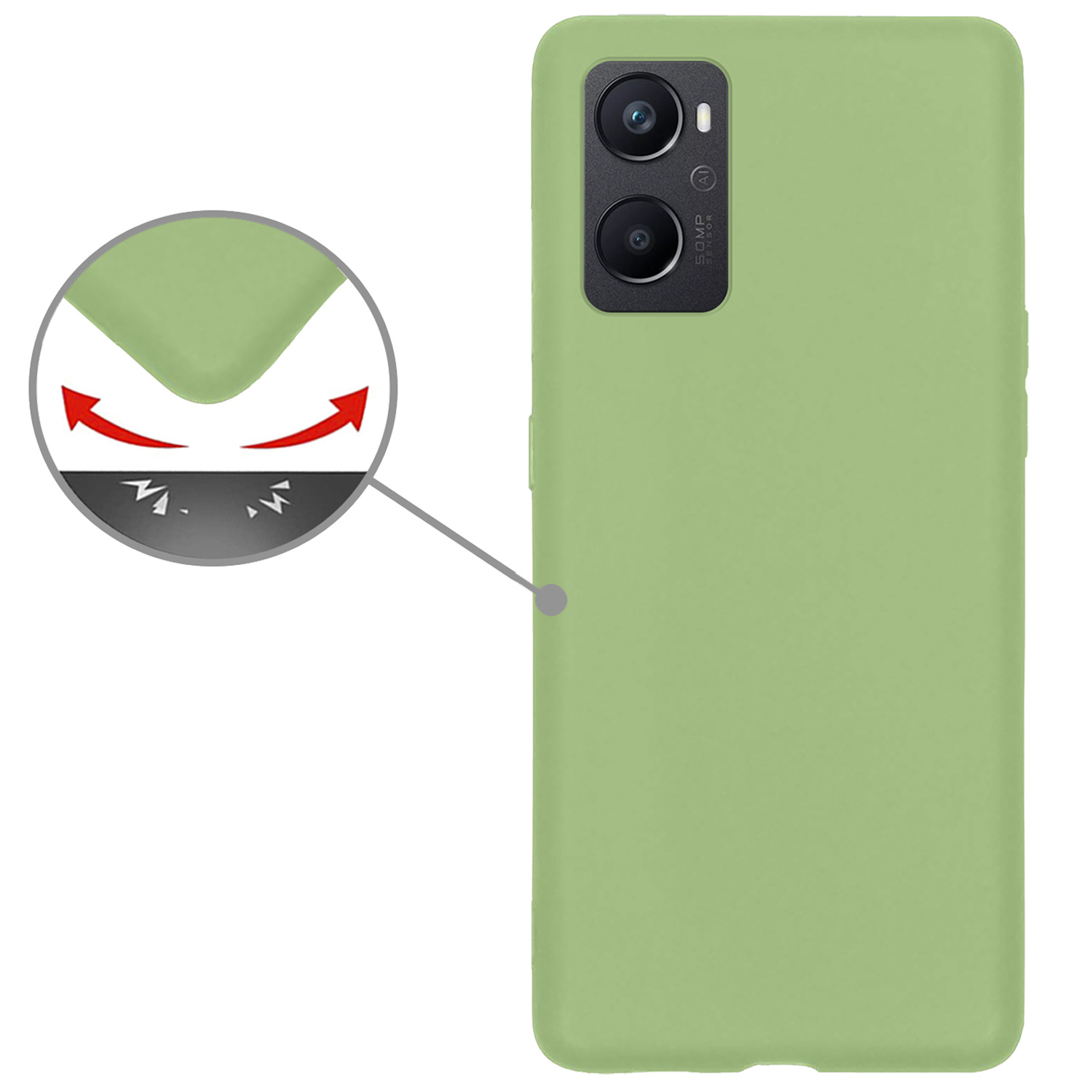 Nomfy Hoesje Geschikt voor OPPO A96 Hoesje Siliconen Cover Case - Hoes Geschikt voor OPPO A96 Hoes Back Case - Groen
