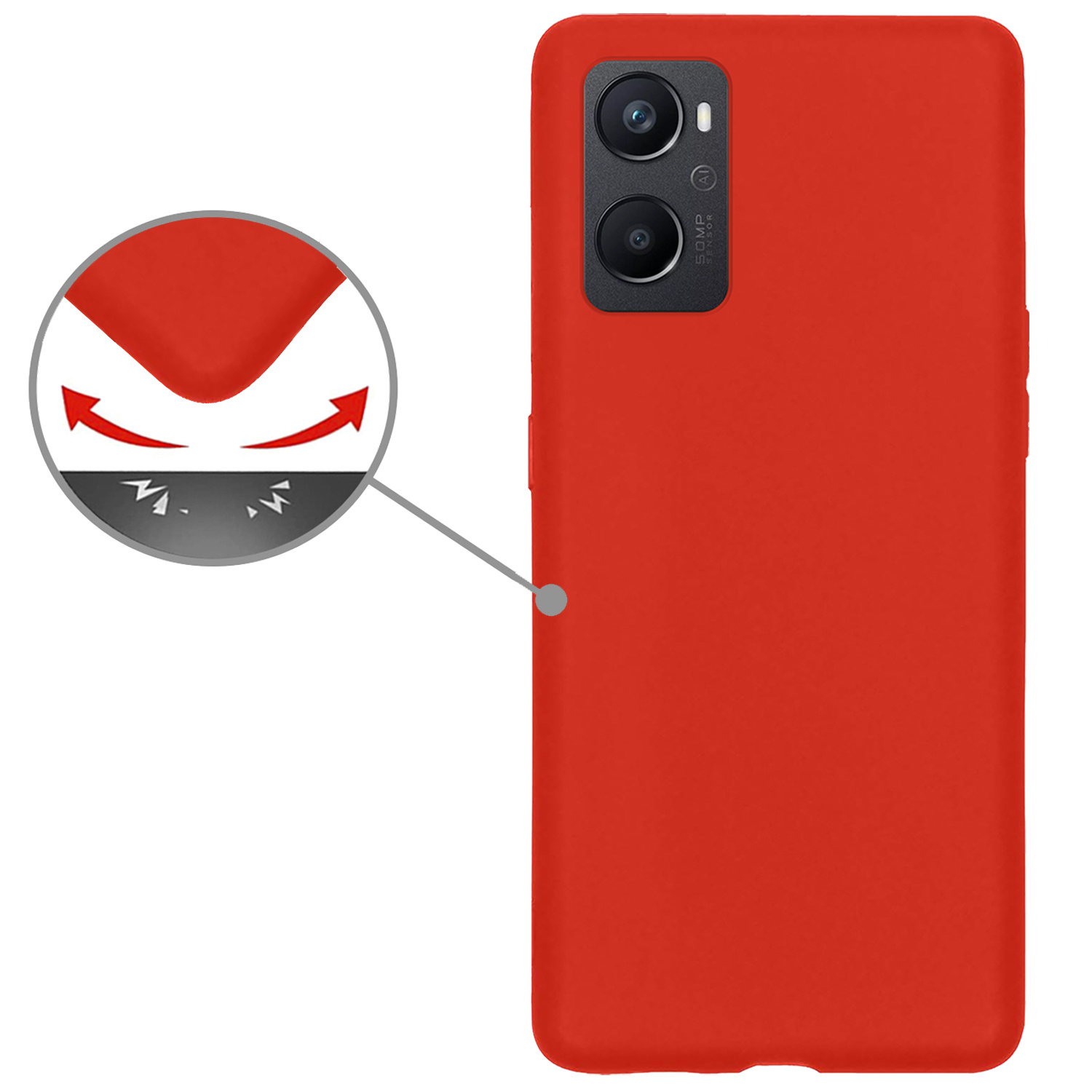 Nomfy Hoesje Geschikt voor OPPO A96 Hoesje Siliconen Cover Case - Hoes Geschikt voor OPPO A96 Hoes Back Case - Rood