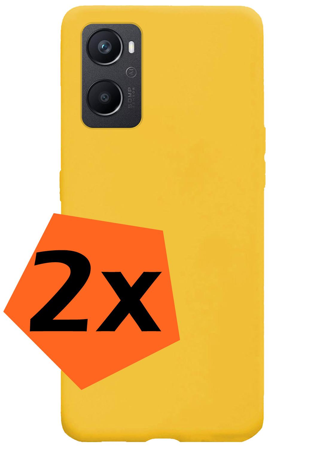 Nomfy Hoesje Geschikt voor OPPO A96 Hoesje Siliconen Cover Case - Hoes Geschikt voor OPPO A96 Hoes Back Case - 2-PACK - Geel