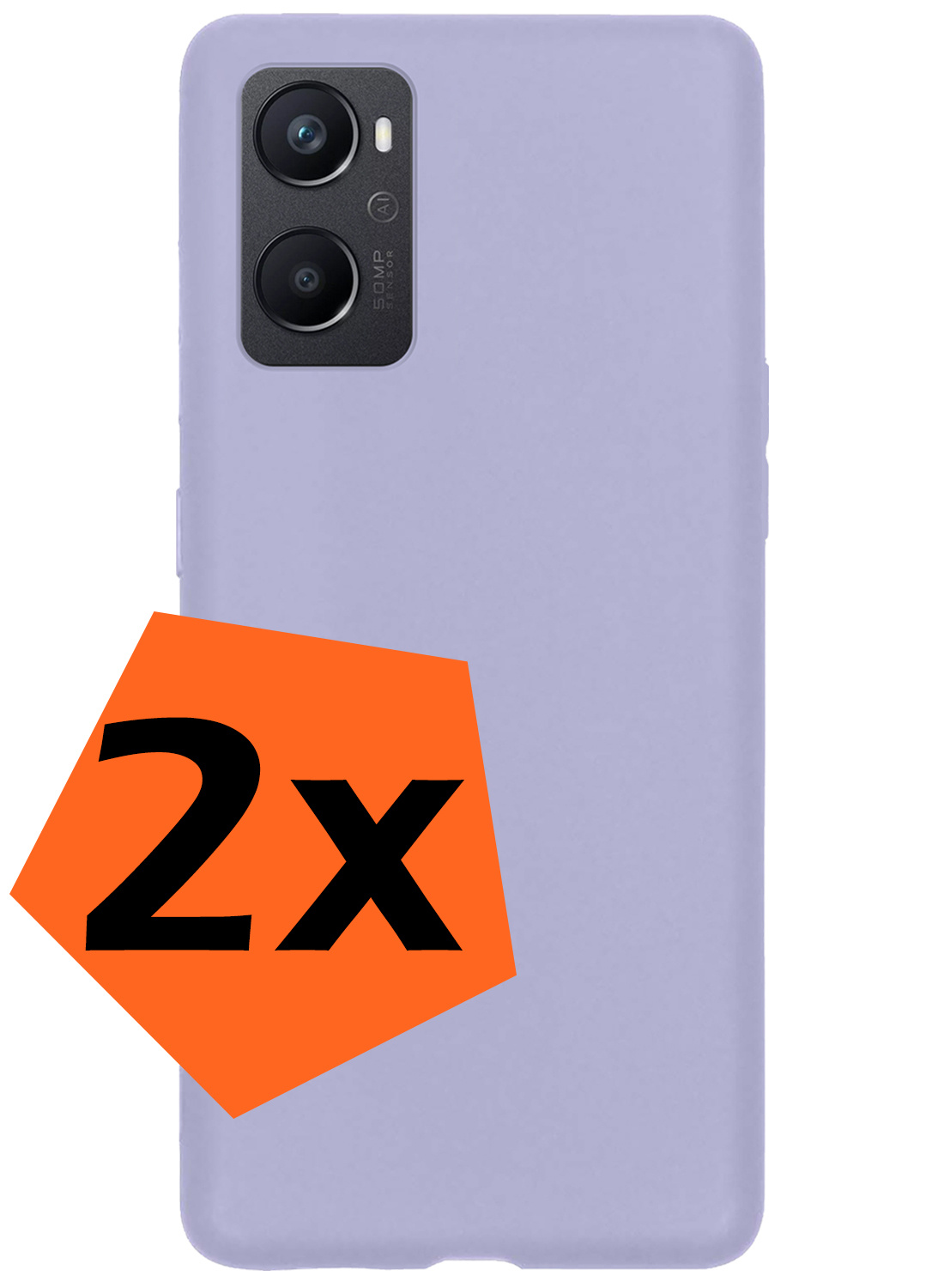 Nomfy Hoesje Geschikt voor OPPO A96 Hoesje Siliconen Cover Case - Hoes Geschikt voor OPPO A96 Hoes Back Case - 2-PACK - Lila