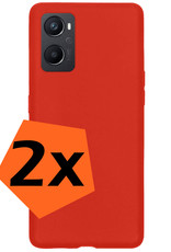 Nomfy Hoesje Geschikt voor OPPO A96 Hoesje Siliconen Cover Case - Hoes Geschikt voor OPPO A96 Hoes Back Case - 2-PACK - Rood