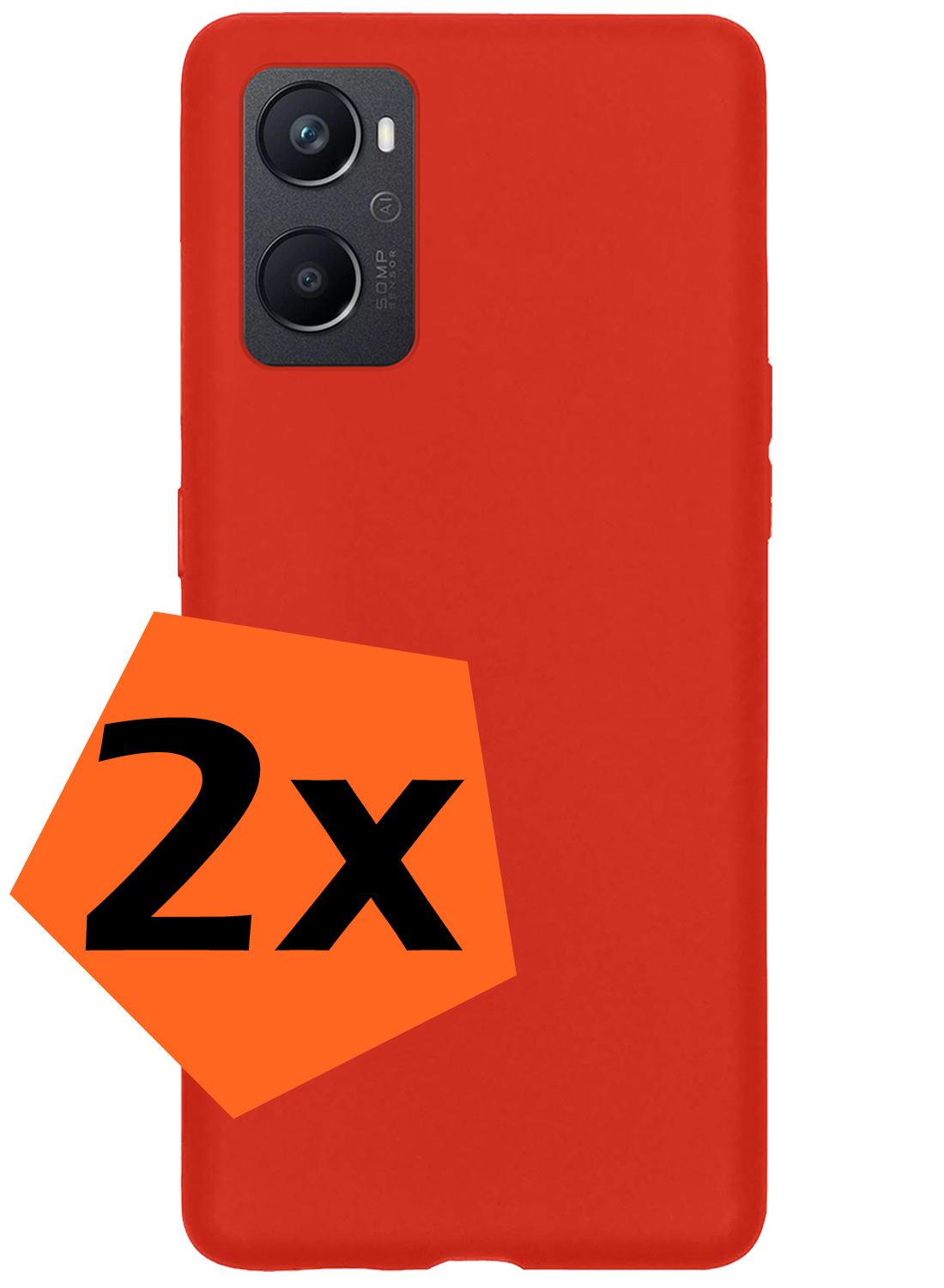 Nomfy Hoesje Geschikt voor OPPO A96 Hoesje Siliconen Cover Case - Hoes Geschikt voor OPPO A96 Hoes Back Case - 2-PACK - Rood