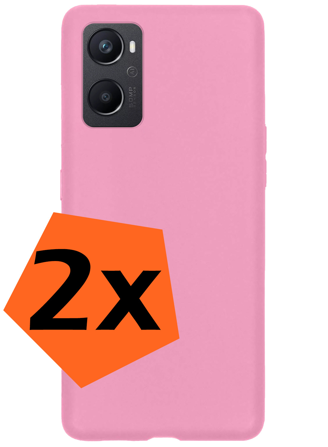 Nomfy Hoesje Geschikt voor OPPO A96 Hoesje Siliconen Cover Case - Hoes Geschikt voor OPPO A96 Hoes Back Case - 2-PACK - Lichtroze