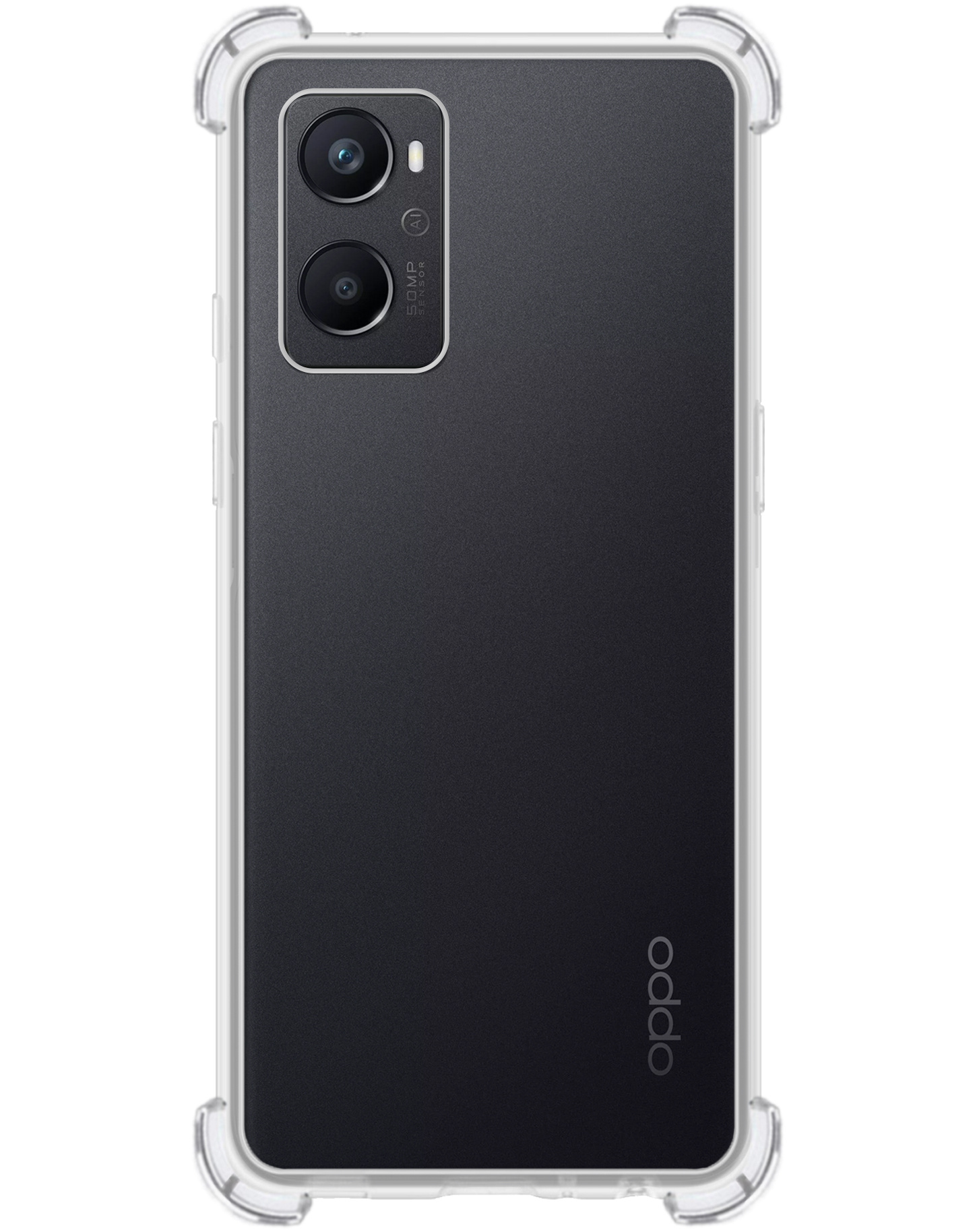 BASEY. Hoes Geschikt voor OPPO A96 Hoesje Shock Proof Case Hoes Siliconen Met Screenprotector - Hoesje Geschikt voor OPPO A96 Hoes Cover Shockproof - Transparant