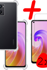 BASEY. Hoes Geschikt voor OPPO A96 Hoesje Shock Proof Case Hoes Siliconen Met 2x Screenprotector - Hoesje Geschikt voor OPPO A96 Hoes Cover Shockproof - Transparant