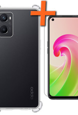 Nomfy Hoesje Geschikt voor OPPO A96 Hoesje Shock Proof Cover Case Shockproof Met Screenprotector - Hoes Geschikt voor OPPO A96 Hoes Siliconen Back Case - Transparant