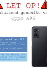 BASEY. Hoes Geschikt voor OPPO A96 Hoesje Siliconen Back Cover Case Met Screenprotector - Hoesje Geschikt voor OPPO A96 Hoes Cover Hoesje - Donkerblauw