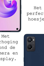 BASEY. Hoes Geschikt voor OPPO A96 Hoesje Siliconen Back Cover Case Met Screenprotector - Hoesje Geschikt voor OPPO A96 Hoes Cover Hoesje - Donkerblauw