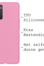 BASEY. Hoes Geschikt voor OPPO A96 Hoesje Siliconen Back Cover Case Met Screenprotector - Hoesje Geschikt voor OPPO A96 Hoes Cover Hoesje - Lichtroze