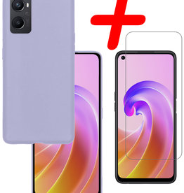 BASEY. BASEY. OPPO A96 Hoesje Siliconen Met Screenprotector - Lila