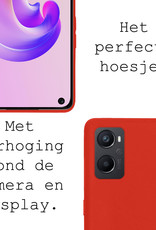 BASEY. Hoes Geschikt voor OPPO A96 Hoesje Siliconen Back Cover Case Met Screenprotector - Hoesje Geschikt voor OPPO A96 Hoes Cover Hoesje - Rood