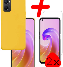 BASEY. BASEY. OPPO A96 Hoesje Siliconen Met 2x Screenprotector - Geel