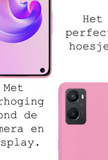 BASEY. Hoes Geschikt voor OPPO A96 Hoesje Siliconen Back Cover Case Met 2x Screenprotector - Hoesje Geschikt voor OPPO A96 Hoes Cover Hoesje - Lichtroze