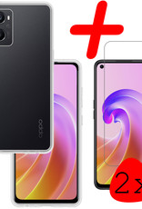 BASEY. Hoes Geschikt voor OPPO A96 Hoesje Siliconen Back Cover Case Met 2x Screenprotector - Hoesje Geschikt voor OPPO A96 Hoes Cover Hoesje - Transparant
