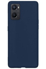 OPPO A96 Hoesje Back Cover Siliconen Case Hoes Met Screenprotector - Donkerblauw