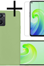 NoXx Hoes Geschikt voor OPPO A96 Hoesje Cover Siliconen Back Case Hoes Met Screenprotector - Groen