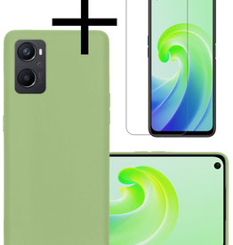 NoXx NoXx OPPO A96 Hoesje Siliconen Met Screenprotector - Groen