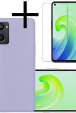 NoXx Hoes Geschikt voor OPPO A96 Hoesje Cover Siliconen Back Case Hoes Met Screenprotector - Lila