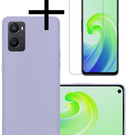 NoXx NoXx OPPO A96 Hoesje Siliconen Met Screenprotector - Lila