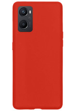 NoXx Hoes Geschikt voor OPPO A96 Hoesje Cover Siliconen Back Case Hoes Met Screenprotector - Rood