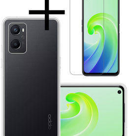 NoXx NoXx OPPO A96 Hoesje Siliconen Met Screenprotector - Transparant