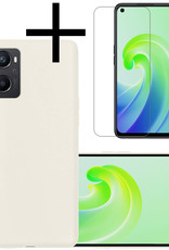 NoXx Hoes Geschikt voor OPPO A96 Hoesje Cover Siliconen Back Case Hoes Met Screenprotector - Wit