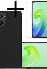 NoXx Hoes Geschikt voor OPPO A96 Hoesje Cover Siliconen Back Case Hoes Met Screenprotector - Zwart