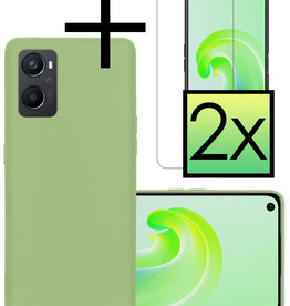 NoXx NoXx OPPO A96 Hoesje Siliconen Met 2x Screenprotector - Groen