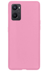NoXx Hoes Geschikt voor OPPO A96 Hoesje Cover Siliconen Back Case Hoes Met 2x Screenprotector - Lichtroze