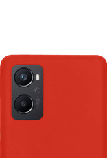 OPPO A96 Hoesje Back Cover Siliconen Case Hoes Met 2x Screenprotector - Rood