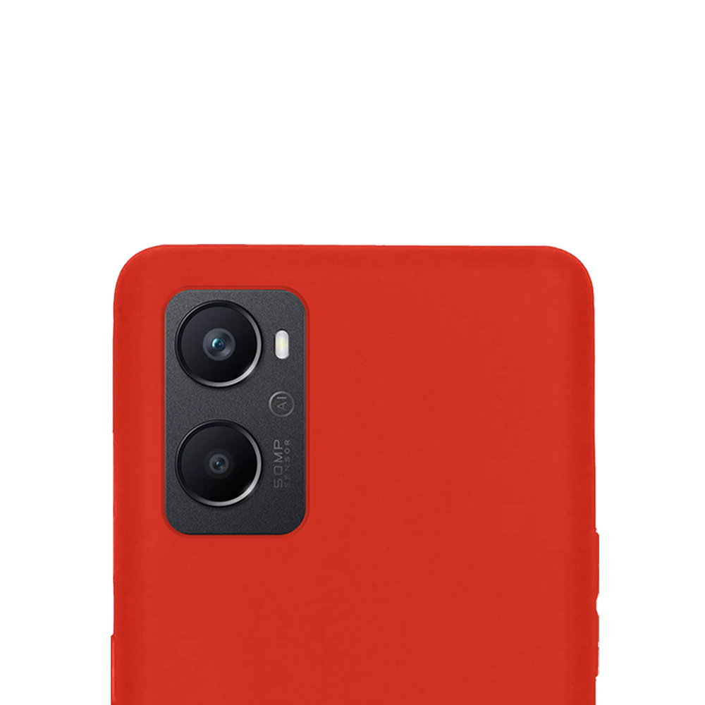 OPPO A96 Hoesje Back Cover Siliconen Case Hoes Met 2x Screenprotector - Rood