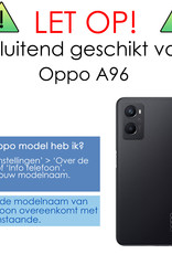 OPPO A96 Hoesje Back Cover Siliconen Case Hoes Met 2x Screenprotector - Zwart