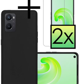 NoXx NoXx OPPO A96 Hoesje Siliconen Met 2x Screenprotector - Zwart