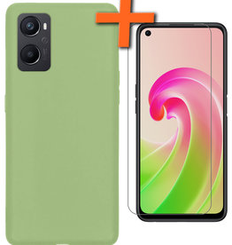 Nomfy Nomfy OPPO A96 Hoesje Siliconen Met Screenprotector - Groen