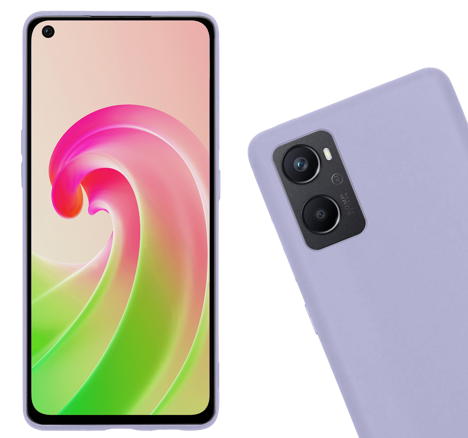 Nomfy Hoesje Geschikt voor OPPO A96 Hoesje Siliconen Cover Case Met Screenprotector - Hoes Geschikt voor OPPO A96 Hoes Back Case - Lila