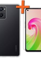 Nomfy Hoesje Geschikt voor OPPO A96 Hoesje Siliconen Cover Case Met Screenprotector - Hoes Geschikt voor OPPO A96 Hoes Back Case - Transparant