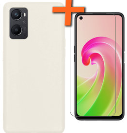 Nomfy Nomfy OPPO A96 Hoesje Siliconen Met Screenprotector - Wit