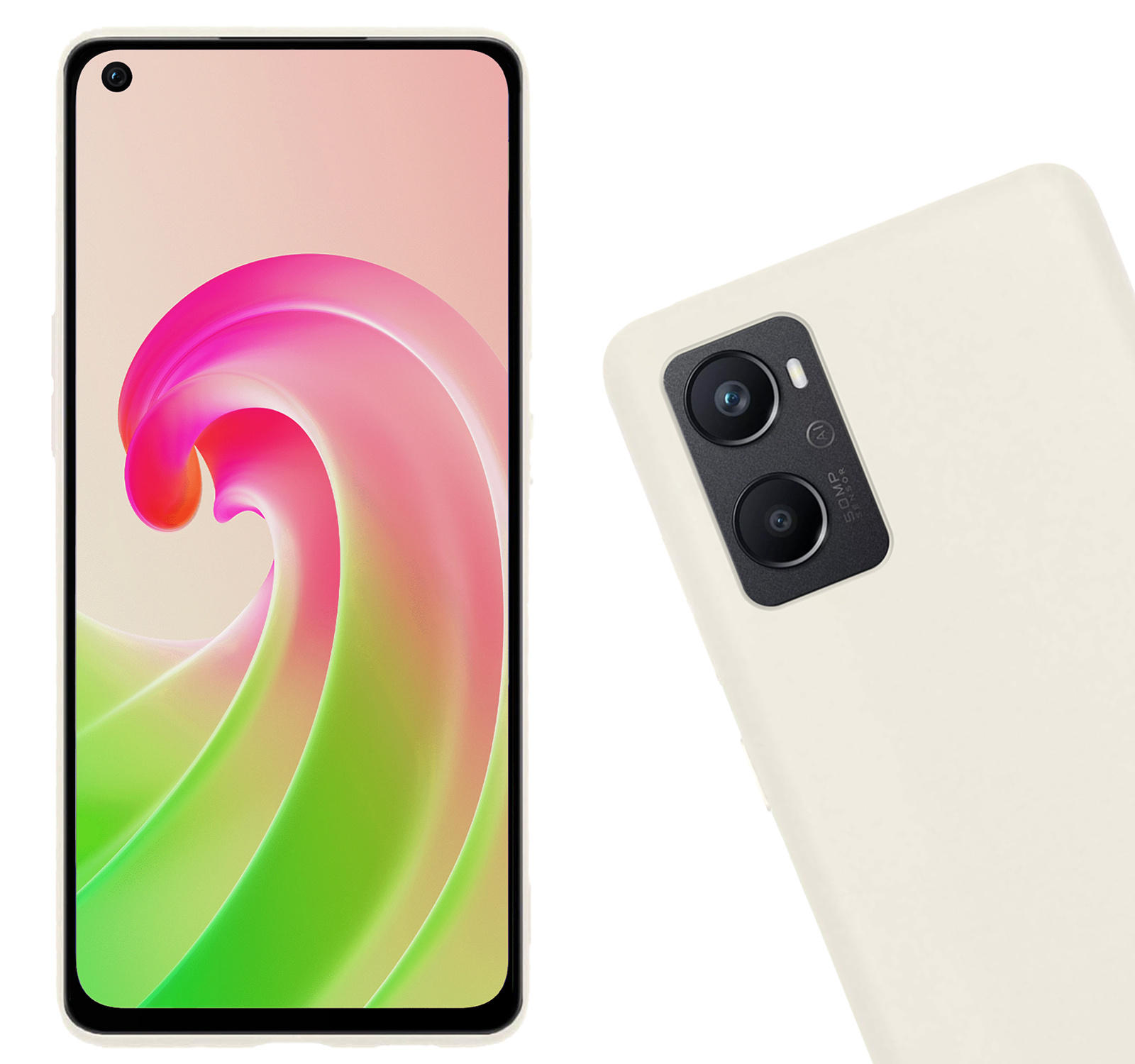 Nomfy Hoesje Geschikt voor OPPO A96 Hoesje Siliconen Cover Case Met Screenprotector - Hoes Geschikt voor OPPO A96 Hoes Back Case - Wit