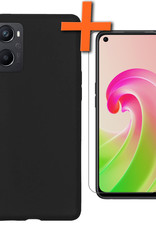 Nomfy Hoesje Geschikt voor OPPO A96 Hoesje Siliconen Cover Case Met Screenprotector - Hoes Geschikt voor OPPO A96 Hoes Back Case - Zwart