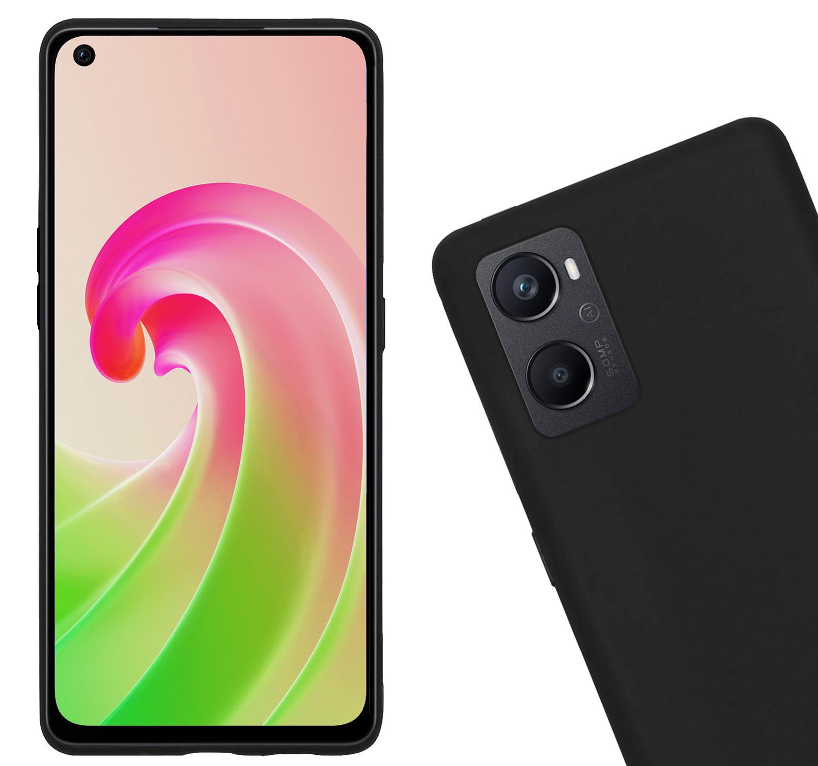 Nomfy Hoesje Geschikt voor OPPO A96 Hoesje Siliconen Cover Case Met Screenprotector - Hoes Geschikt voor OPPO A96 Hoes Back Case - Zwart