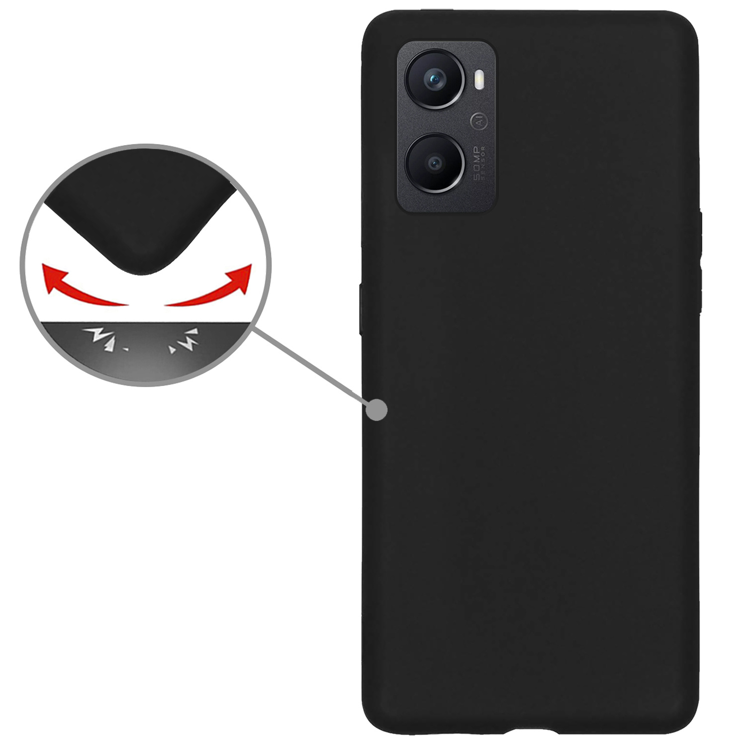 Nomfy Hoesje Geschikt voor OPPO A96 Hoesje Siliconen Cover Case Met Screenprotector - Hoes Geschikt voor OPPO A96 Hoes Back Case - Zwart