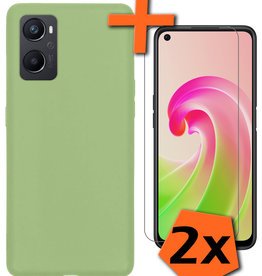 Nomfy Nomfy OPPO A96 Hoesje Siliconen Met 2x Screenprotector - Groen