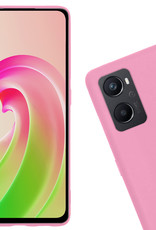 Nomfy Hoesje Geschikt voor OPPO A96 Hoesje Siliconen Cover Case Met 2x Screenprotector - Hoes Geschikt voor OPPO A96 Hoes Back Case - Lichtroze