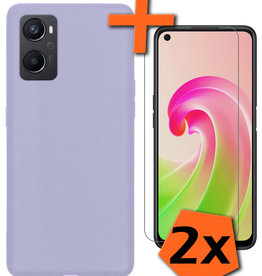 Nomfy Nomfy OPPO A96 Hoesje Siliconen Met 2x Screenprotector - Lila